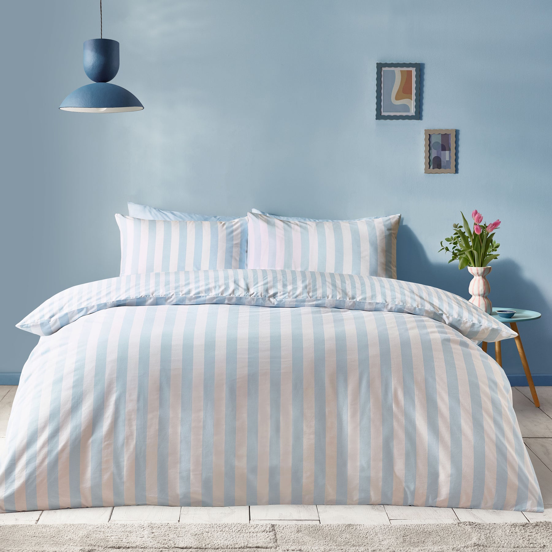 Sassy B Stripe Tease Duvet Cover Bedding Set Blue