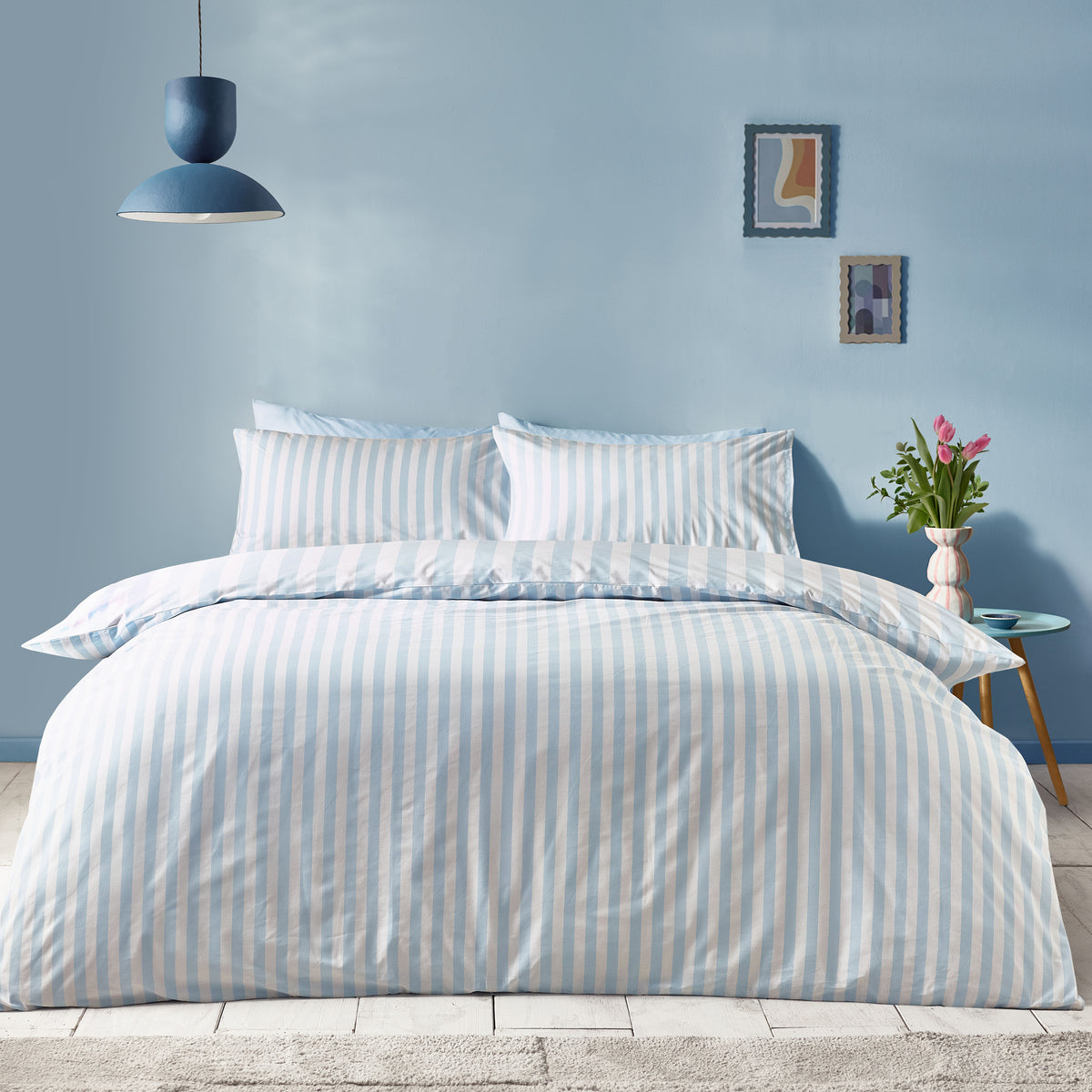 Sassy B Stripe Tease Duvet Cover Bedding Set Blue