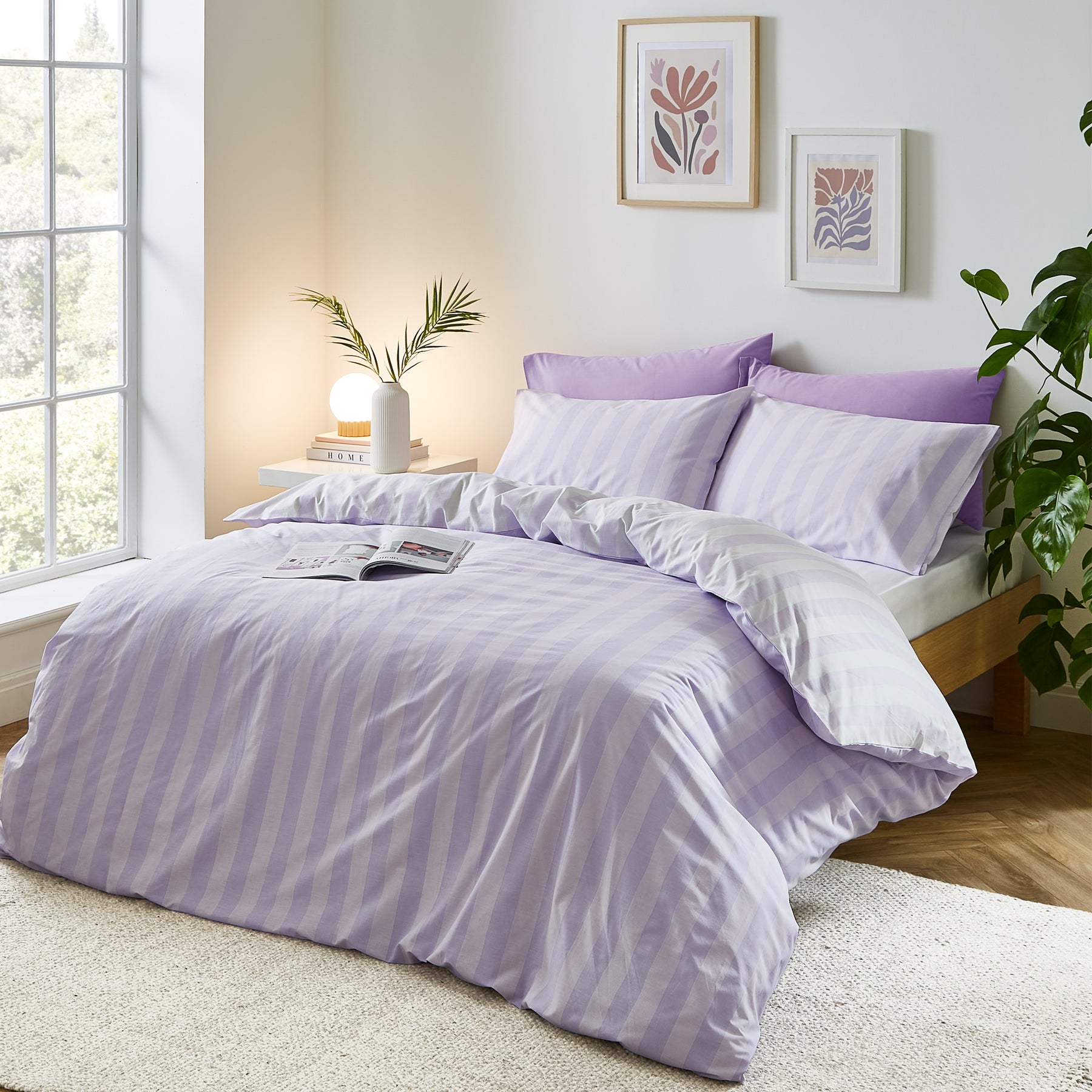 Sassy B Stripe Tease Duvet Cover Bedding Set Lilac