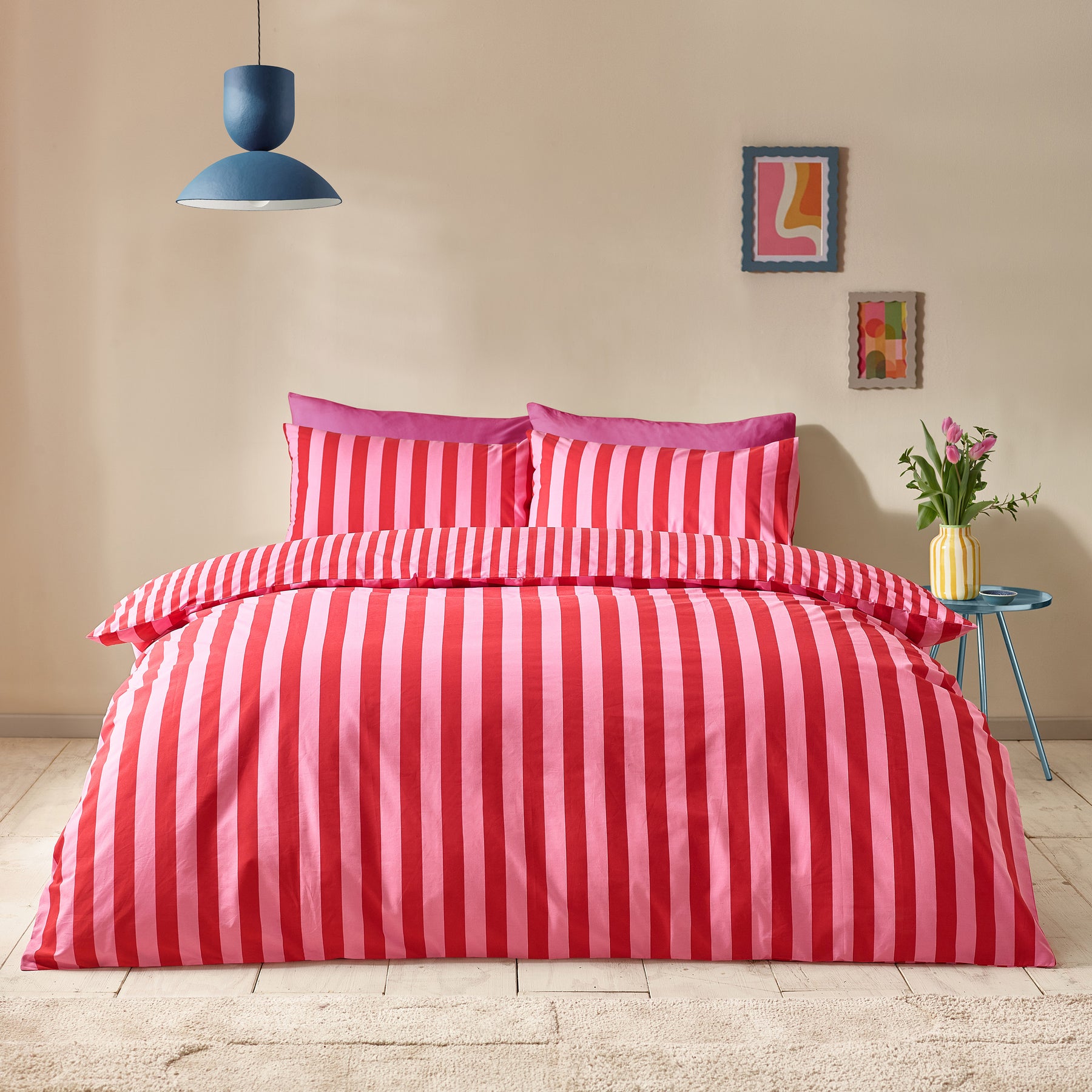 Sassy B Stripe Tease Duvet Cover Bedding Set Red