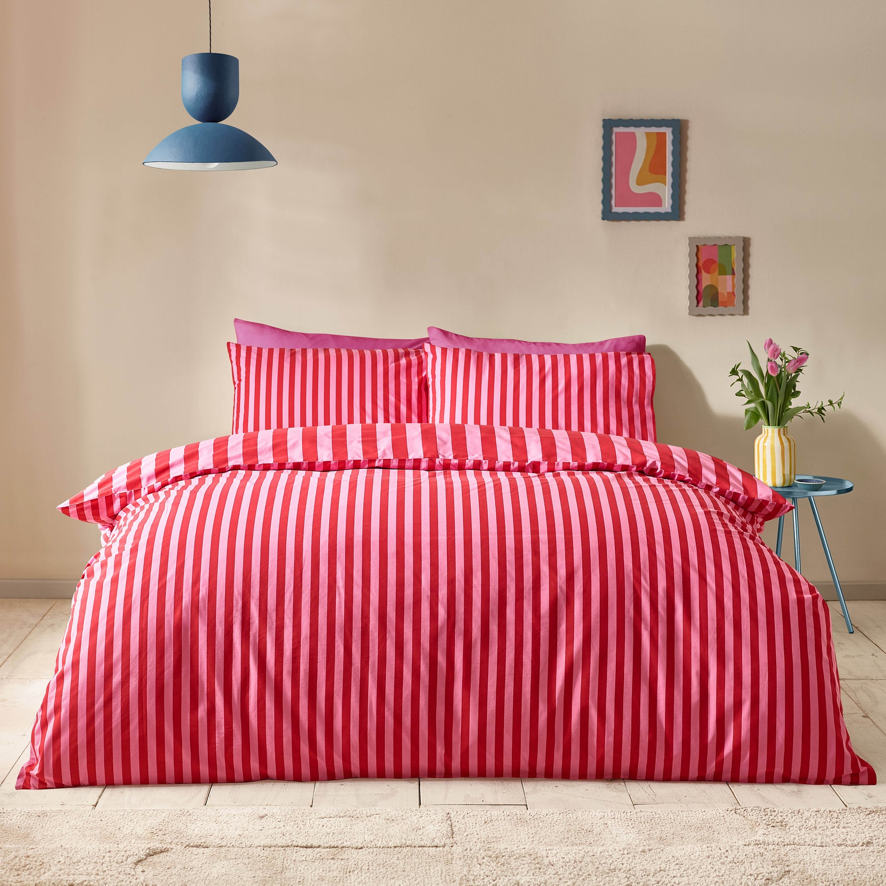 Sassy B Stripe Tease Duvet Cover Bedding Set Red