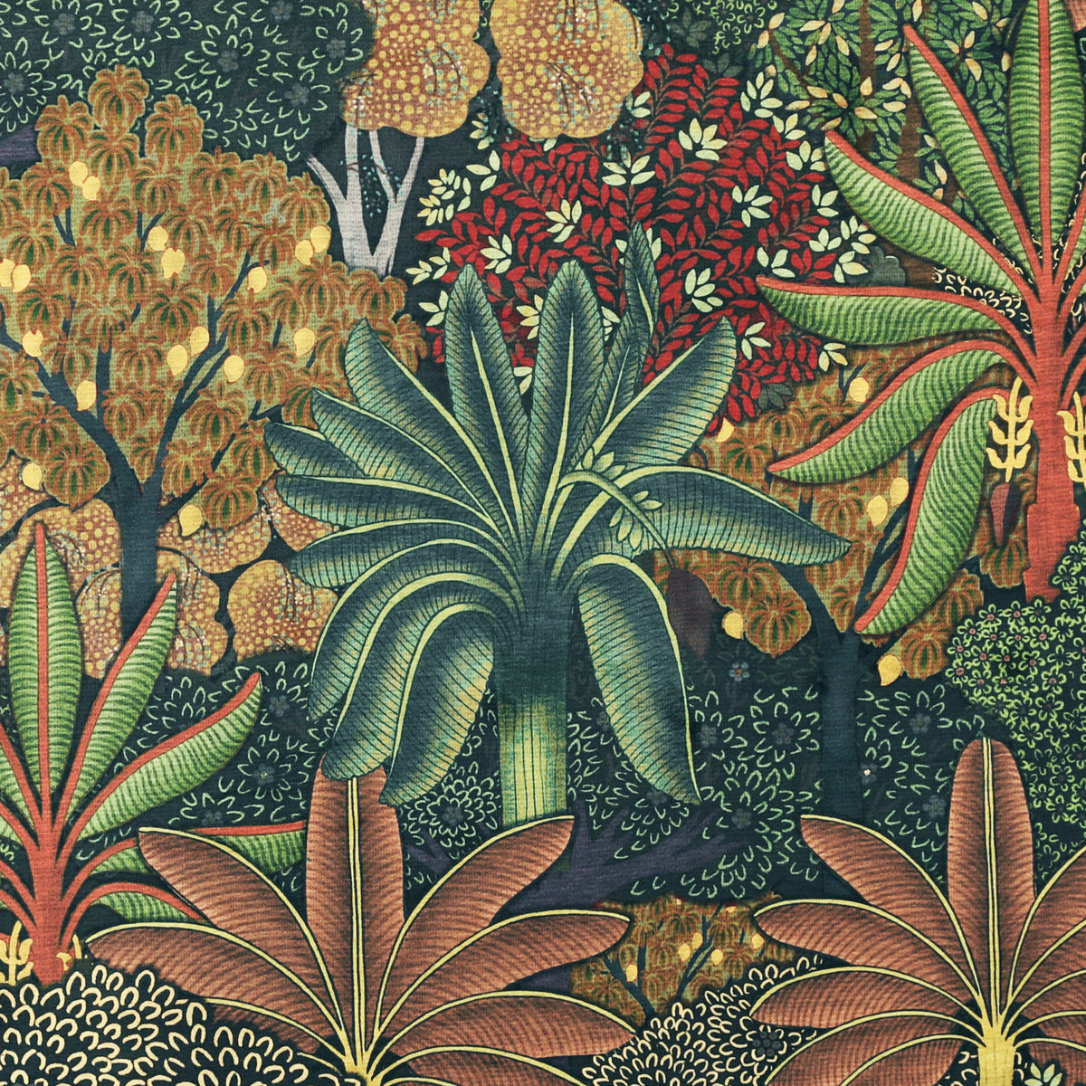 Linda Barker Treasure Garden Velvet Print Fabric Navy