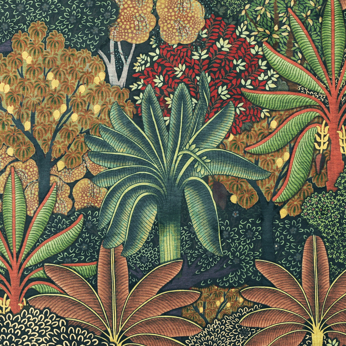 Linda Barker Treasure Garden Velvet Print Fabric Navy