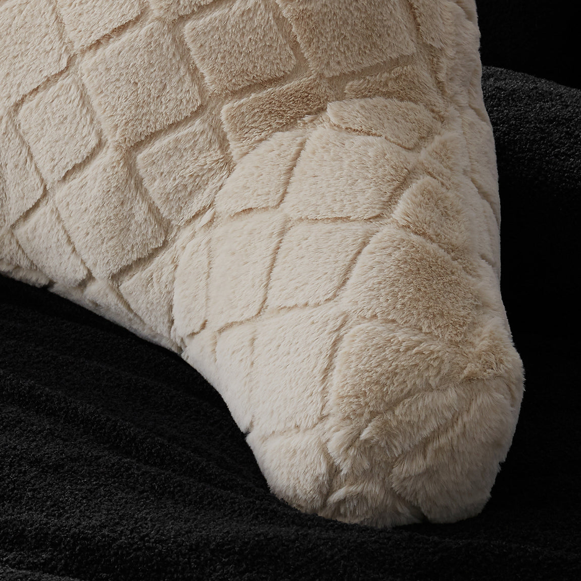 Catherine Lansfield Cosy Diamond Faux Fur Cuddle Filled Cushion Natural