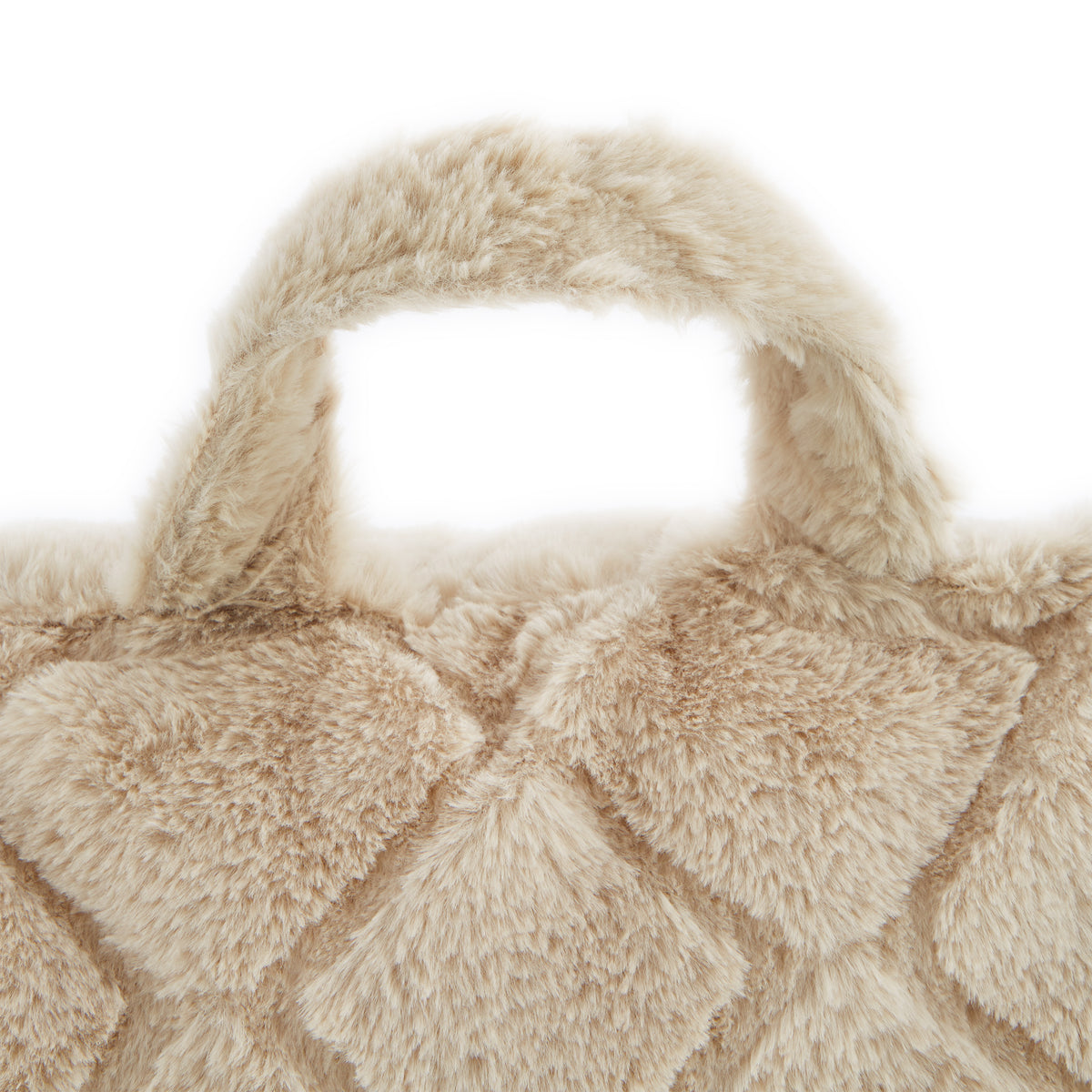 Catherine Lansfield Cosy Diamond Faux Fur Cuddle Filled Cushion Natural
