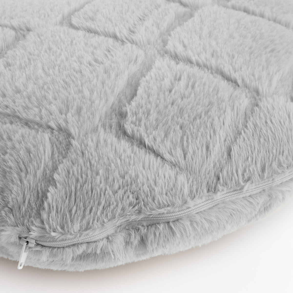 Catherine Lansfield Cosy Diamond Faux Fur Cuddle Filled Cushion Silver