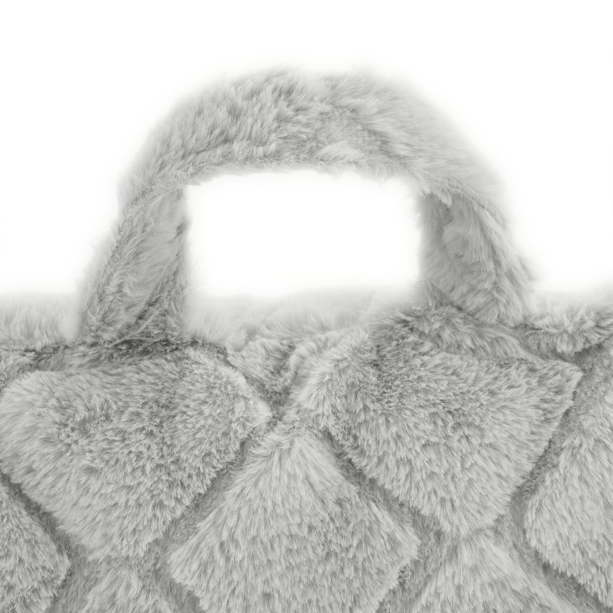 Catherine Lansfield Cosy Diamond Faux Fur Cuddle Filled Cushion Silver