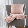 Catherine Lansfield Cosy Diamond Faux Fur Filled Cushion 43cm x 43cm Blush Pink