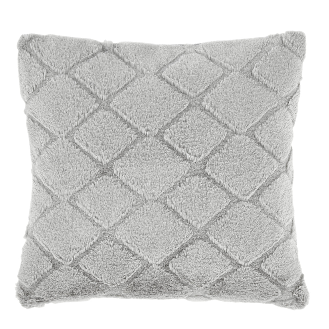 Catherine Lansfield Cosy Diamond Faux Fur Filled Cushion 43cm x 43cm Silver Grey