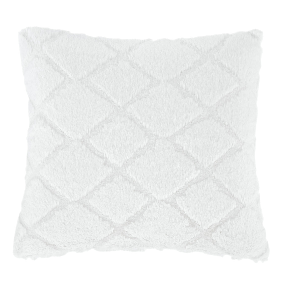 Catherine Lansfield Cosy Diamond Faux Fur Filled Cushion 43cm x 43cm White