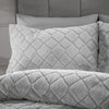 Catherine Lansfield Cosy Diamond Faux Fur Duvet Cover Bedding Set Silver
