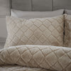 Catherine Lansfield Cosy Diamond Faux Fur Duvet Cover Bedding Set Natural