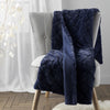 Catherine Lansfield Cosy Diamond Faux Fur 130cmx170cm Throw Navy Blue