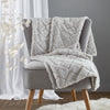 Catherine Lansfield Cosy Diamond Faux Fur 130cmx170cm Throw Silver Grey