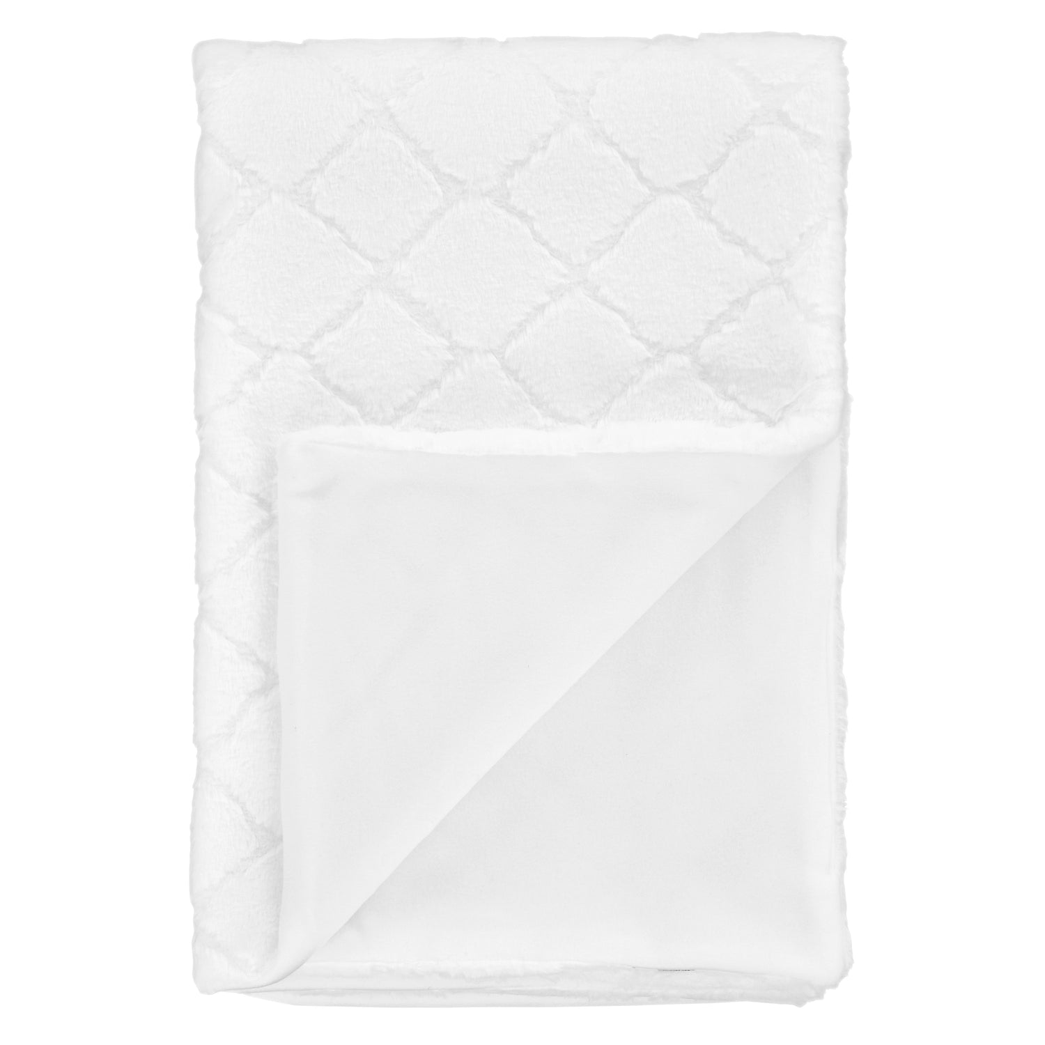 Catherine Lansfield Cosy Diamond Faux Fur 130cmx170cm Throw White