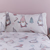 Catherine Lansfield Festive Gnomes Duvet Cover Bedding Set Pink