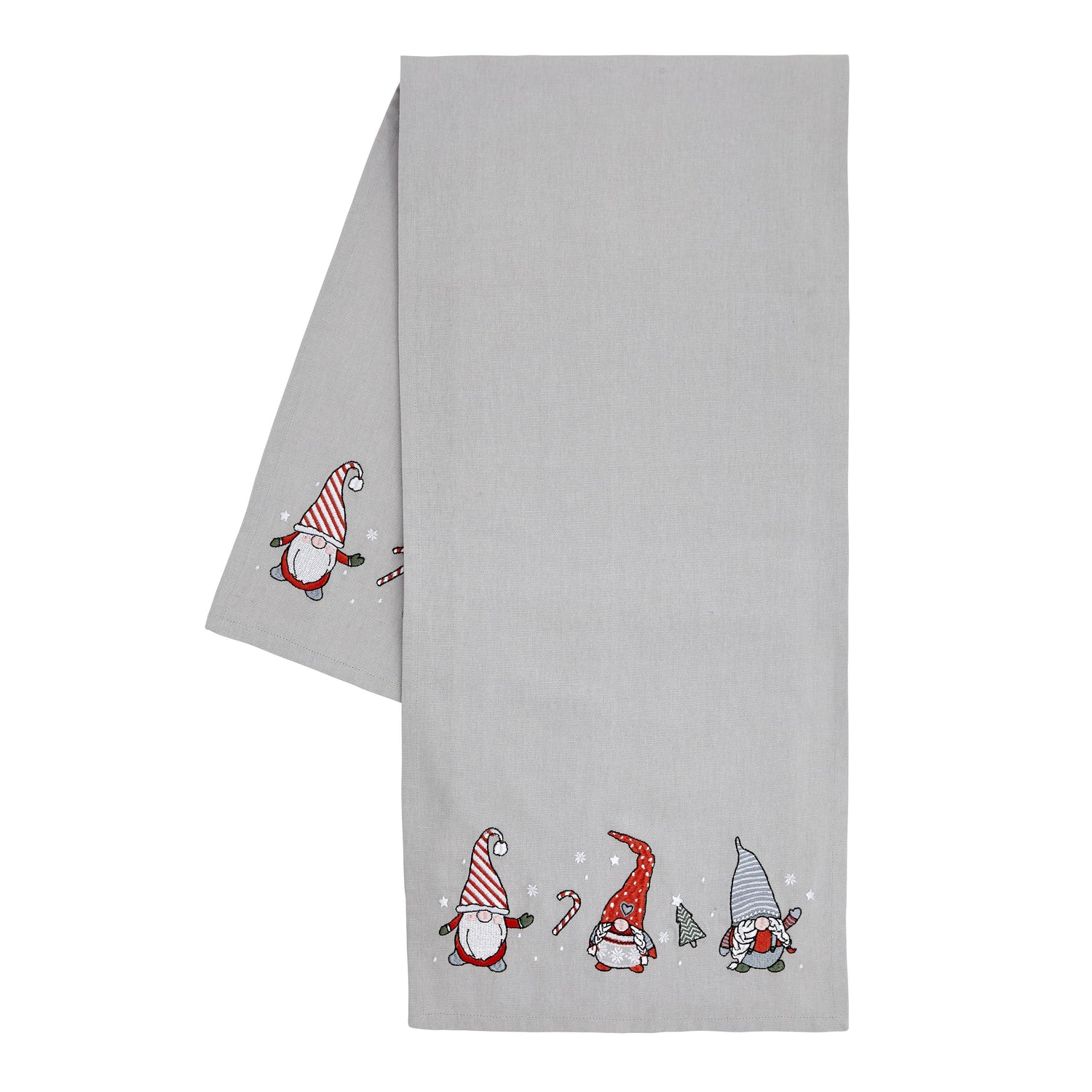 Catherine Lansfield Dining Christmas Gnomes Cotton 30cm x 220cm Runner Red