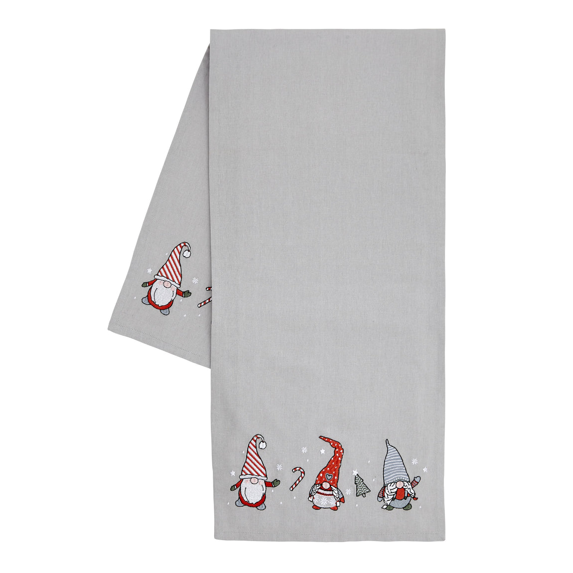 Catherine Lansfield Dining Christmas Gnomes Cotton 30cm x 220cm Runner Red