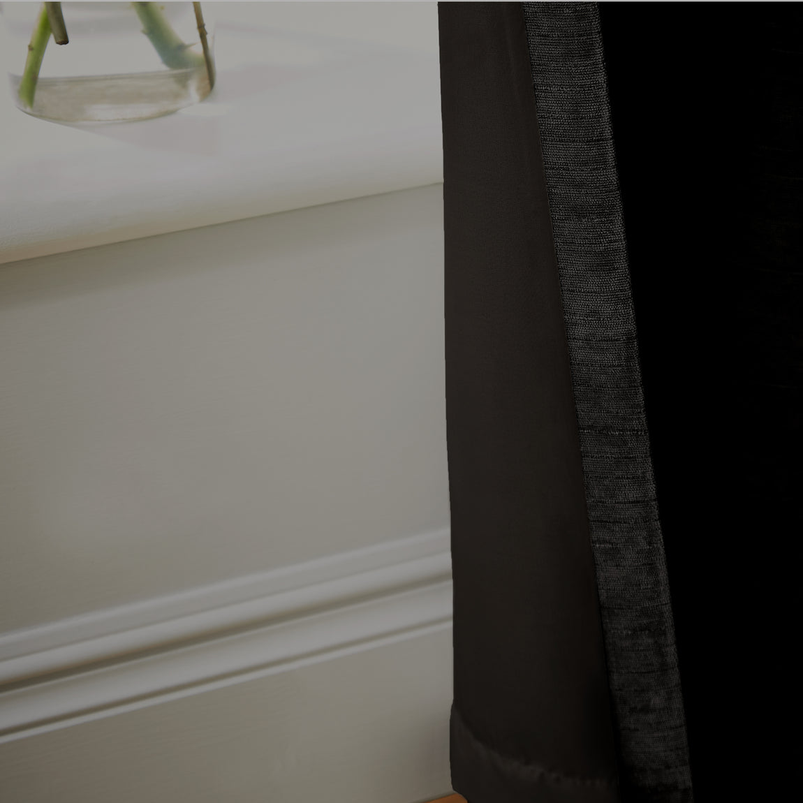 Hyperion Selene Luxury Chenille Ready Made Eyelet Curtains Black