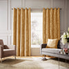 Hyperion Selene Jacquard Ready Made Eyelet Curtains Amber Gold
