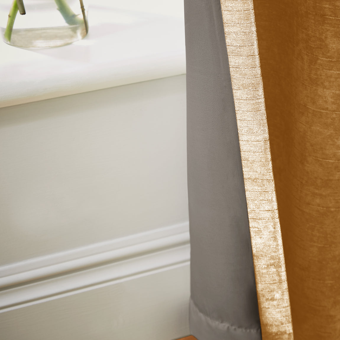 Hyperion Selene Jacquard Ready Made Eyelet Curtains Amber Gold