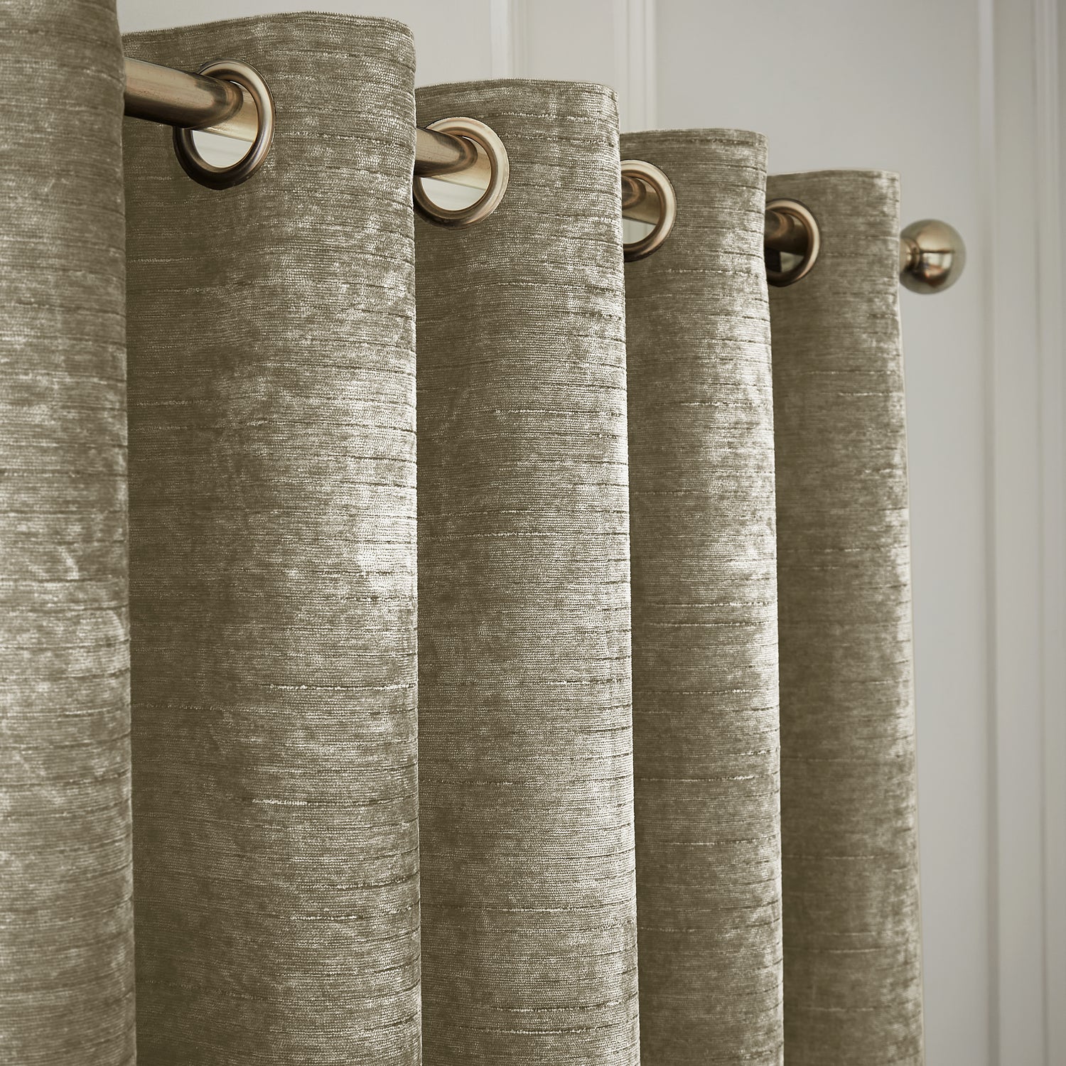 Hyperion Selene Jacquard Ready Made Eyelet Curtains Olive Green