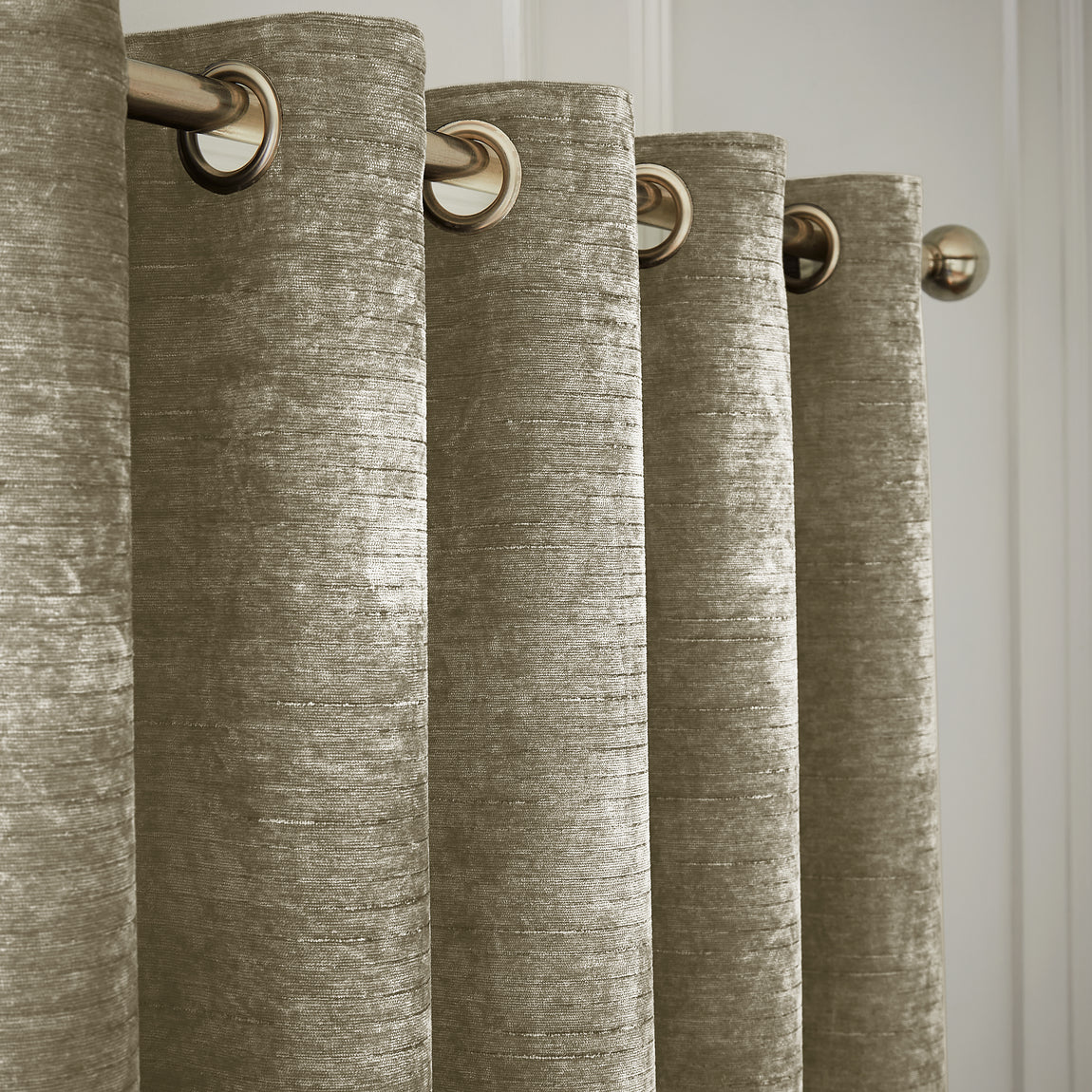 Hyperion Selene Jacquard Ready Made Eyelet Curtains Olive Green