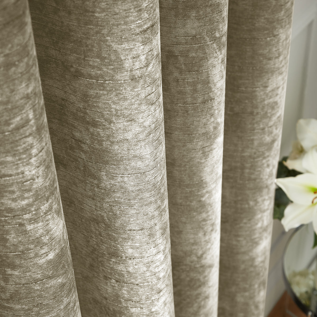 Hyperion Selene Jacquard Ready Made Eyelet Curtains Olive Green