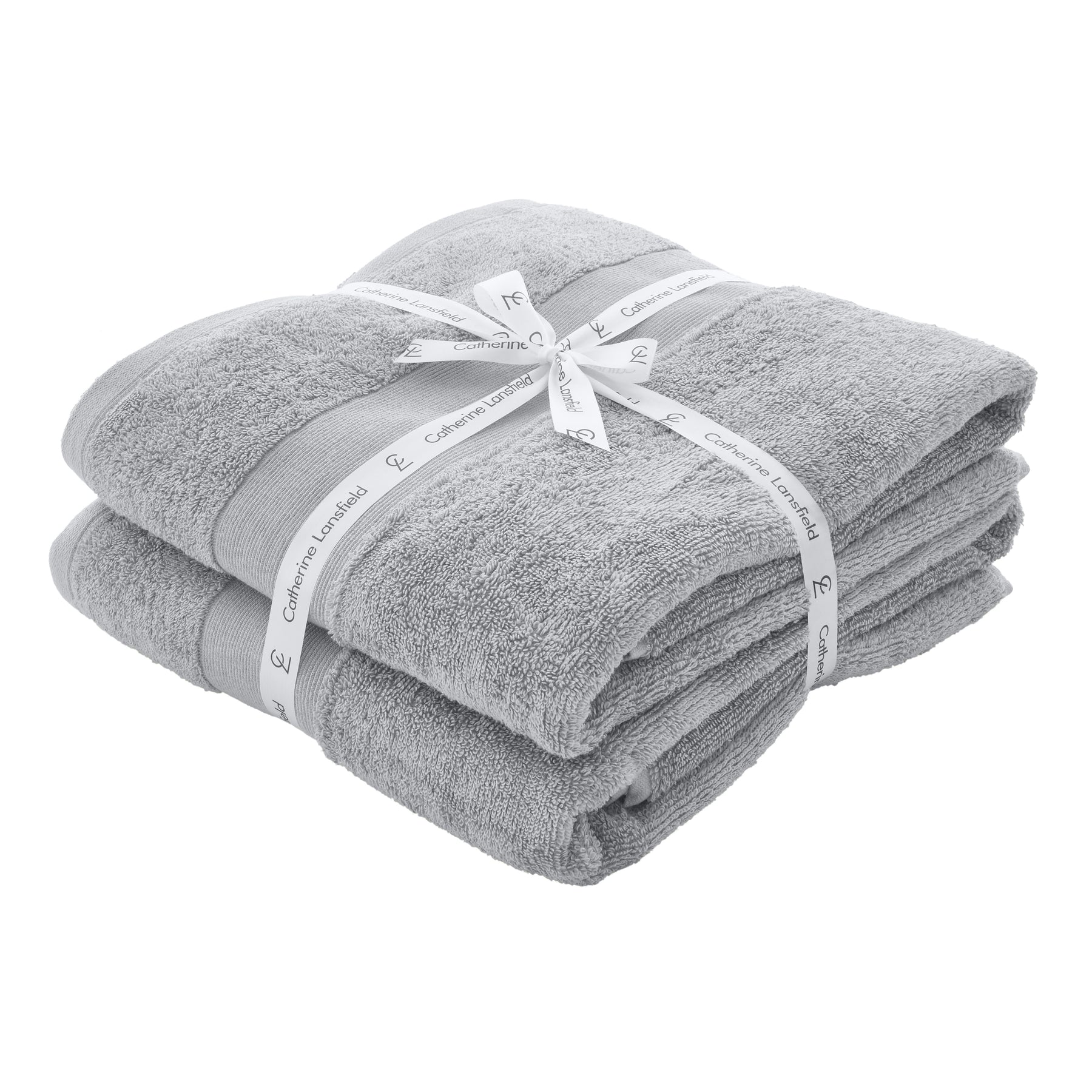Catherine Lansfield Anti Bacterial Two Bath Sheet Towels Silver