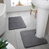 Catherine Lansfield Anti Bacterial Memory Foam Bath Mat and Pedestal Mat Charcoal