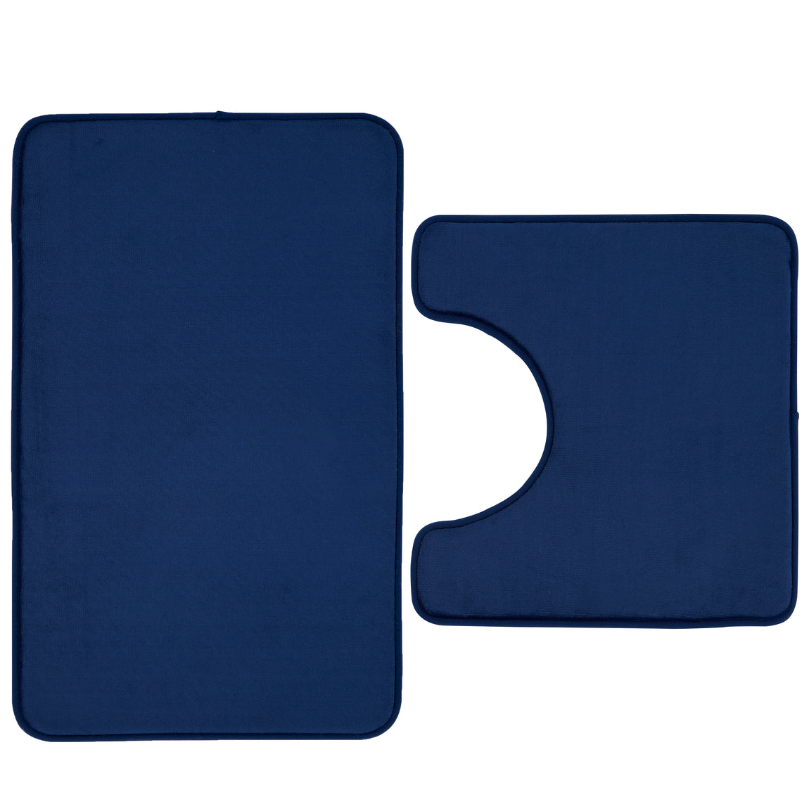 Catherine Lansfield Anti Bacterial Memory Foam Bath Mat and Pedestal Mat Navy