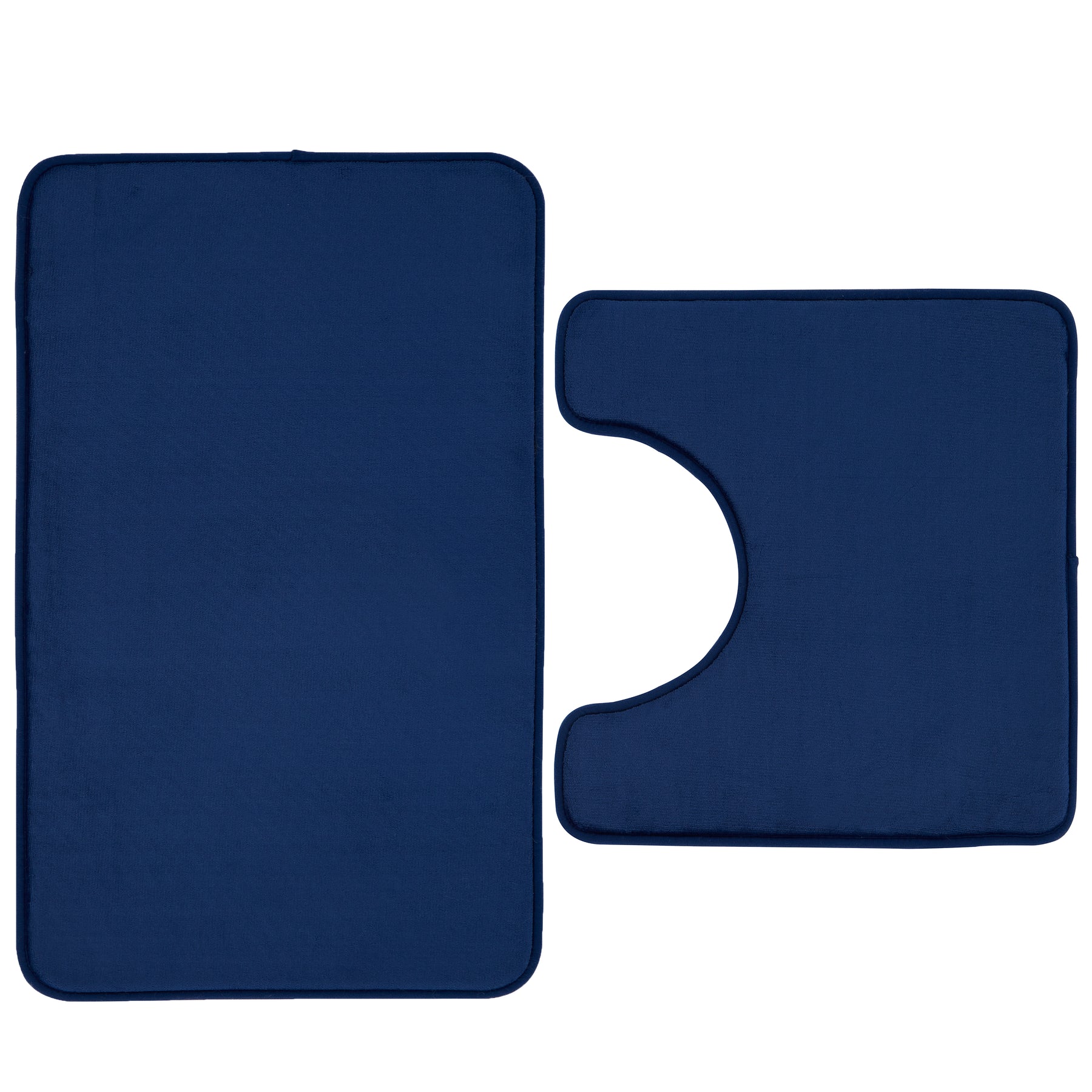 Catherine Lansfield Anti Bacterial Memory Foam Bath Mat and Pedestal Mat Navy