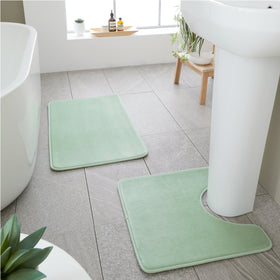 Catherine Lansfield Anti Bacterial Memory Foam Bath Mat and Pedestal Mat Sage