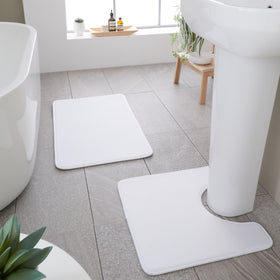 Catherine Lansfield Anti Bacterial Memory Foam Bath Mat and Pedestal Mat White