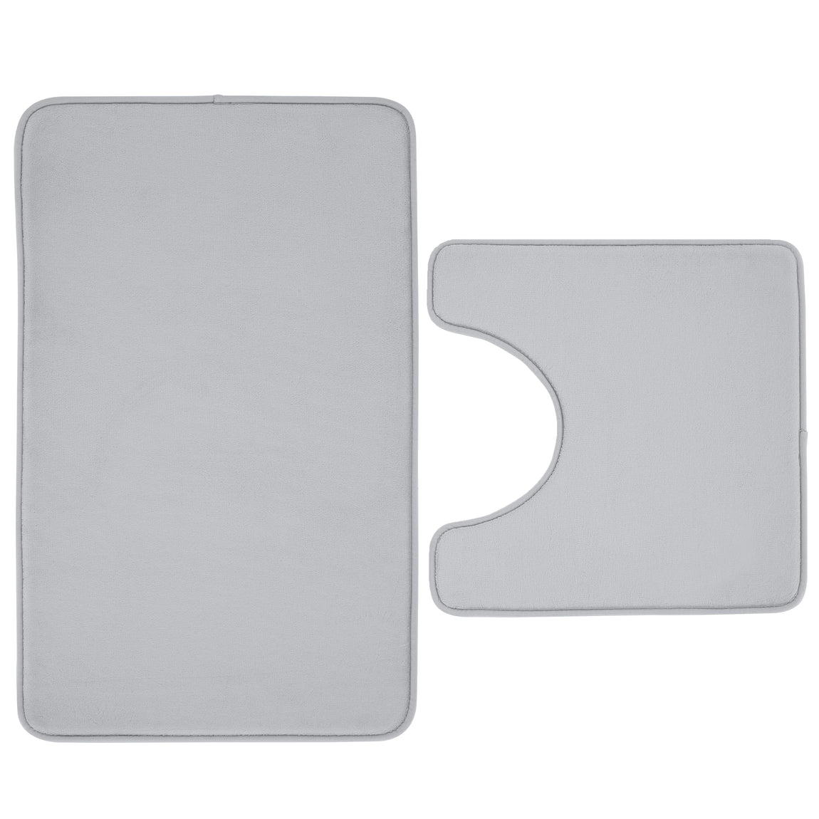 Catherine Lansfield Anti Bacterial Memory Foam Bath Mat and Pedestal Mat Silver