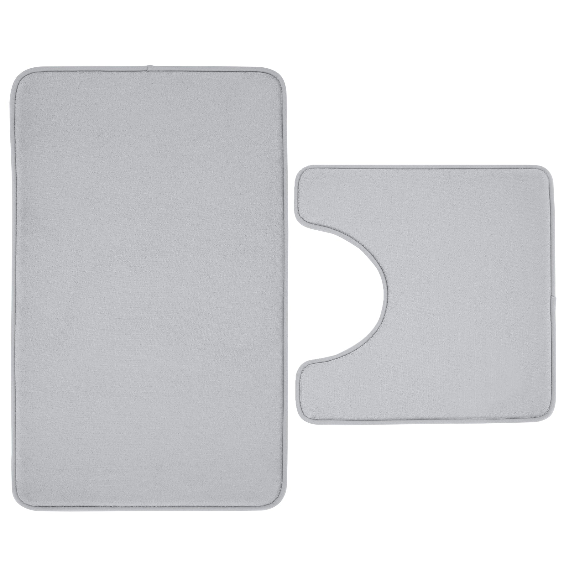 Catherine Lansfield Anti Bacterial Memory Foam Bath Mat and Pedestal Mat Silver