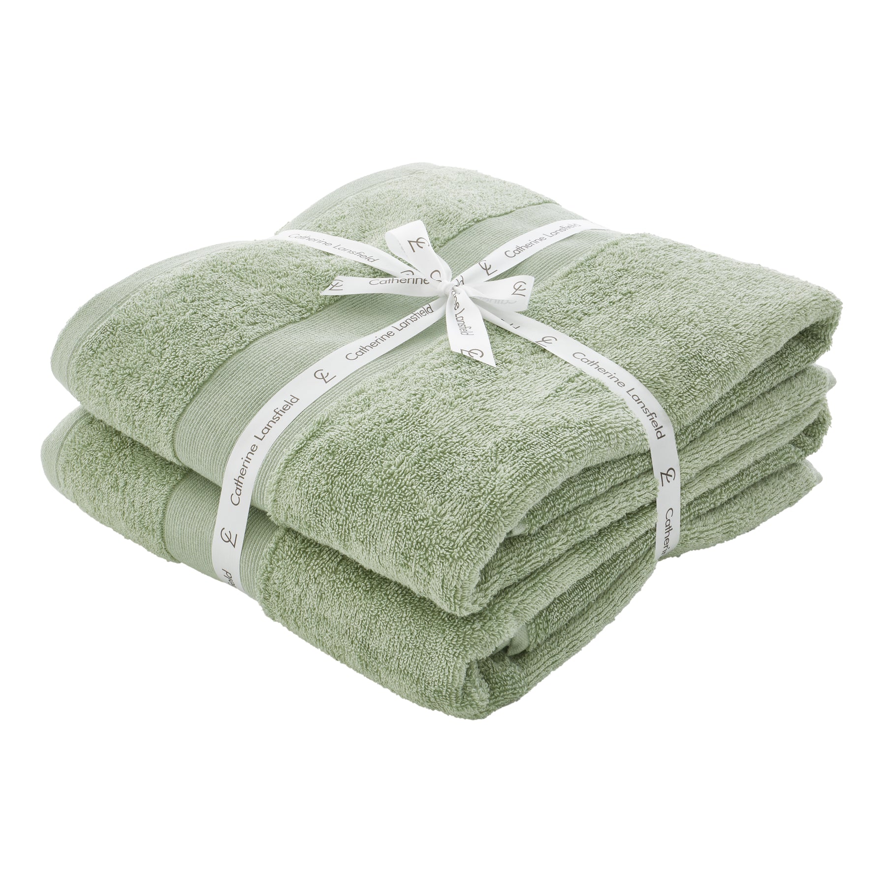 Catherine Lansfield Anti Bacterial Two Bath Sheet Towels Sage