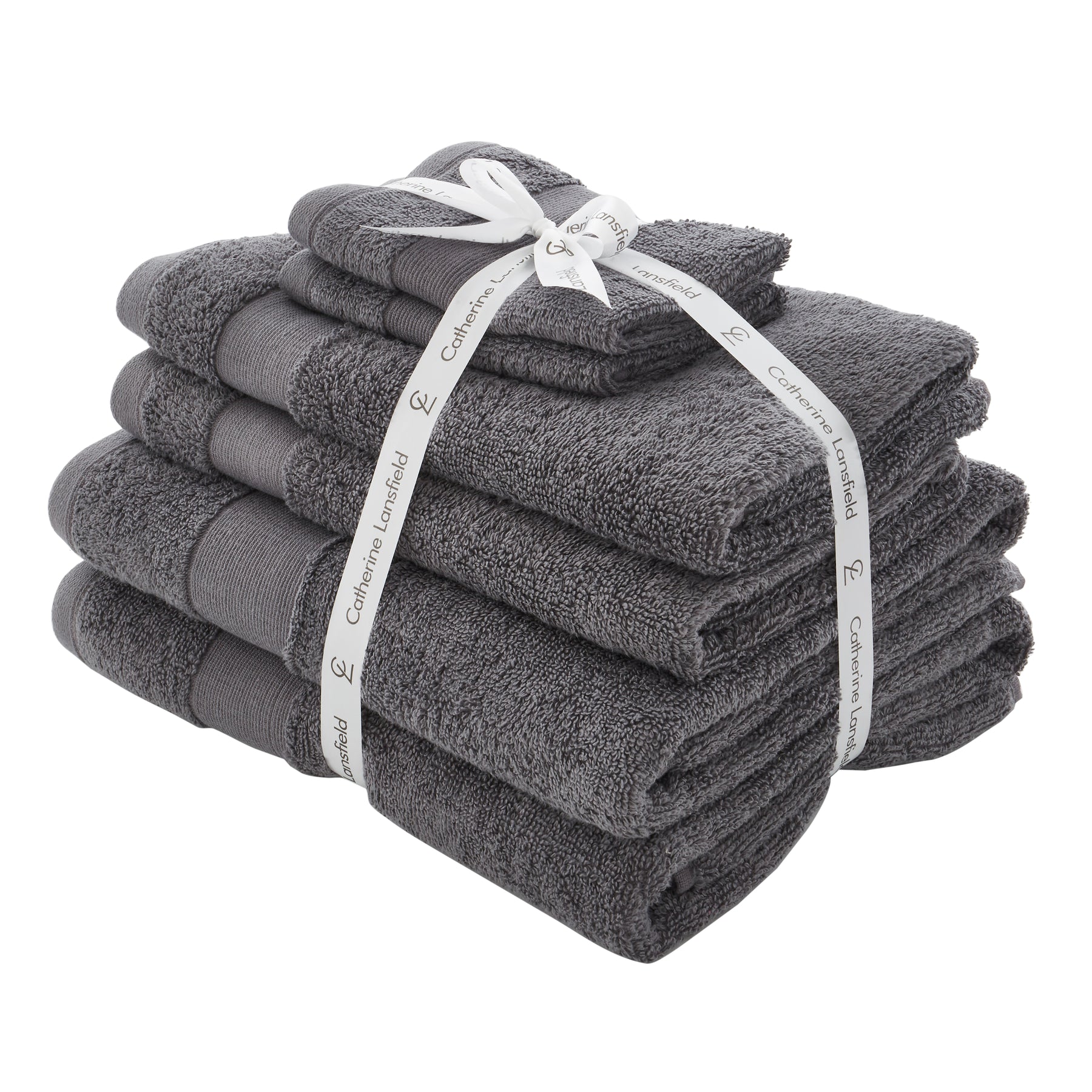 Catherine Lansfield Anti Bacterial Six Towel Bale Towels Charcoal