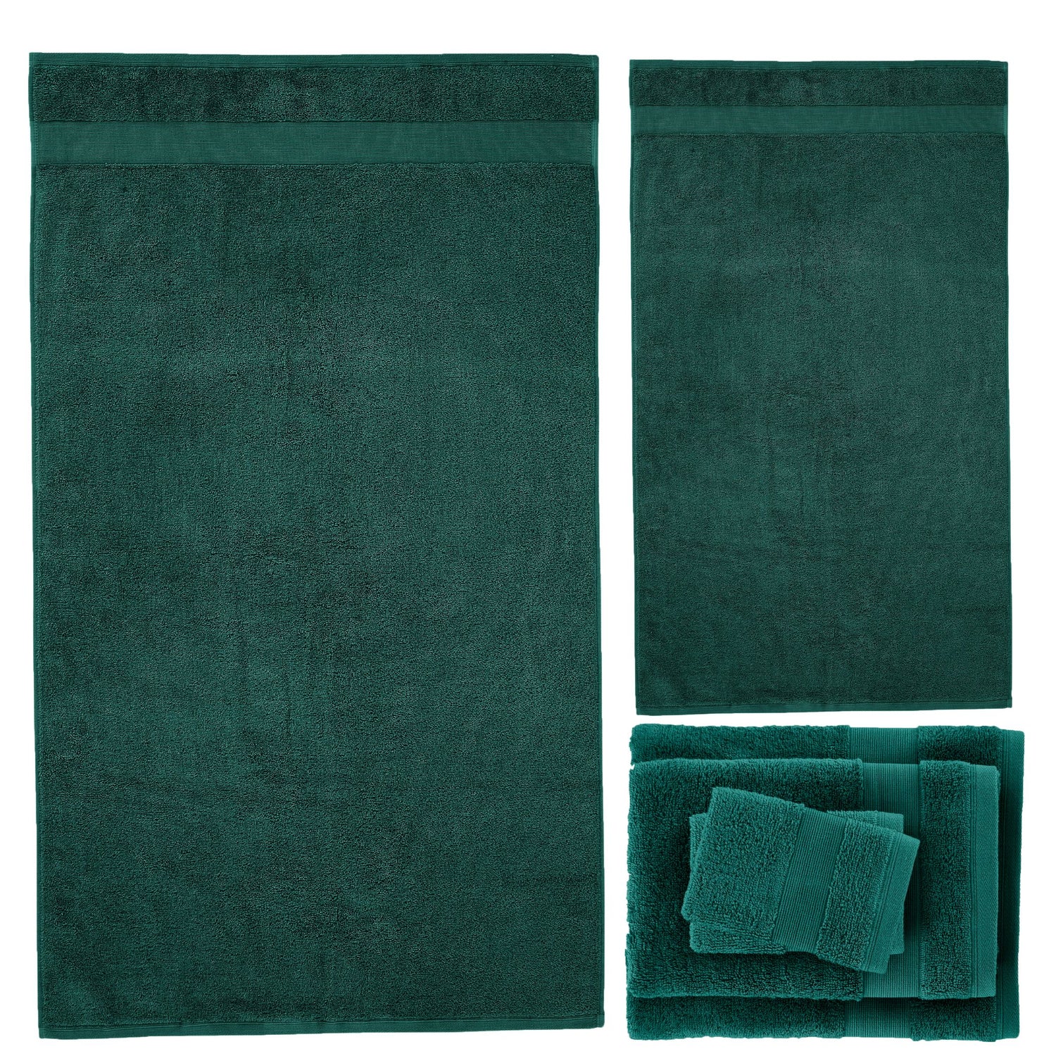 Catherine Lansfield Anti Bacterial Six Towel Bale Towels Forest Green