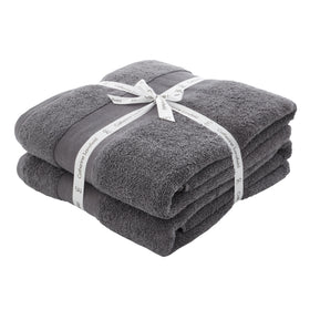 Catherine Lansfield Anti Bacterial Two Bath Sheet Towels Charcoal