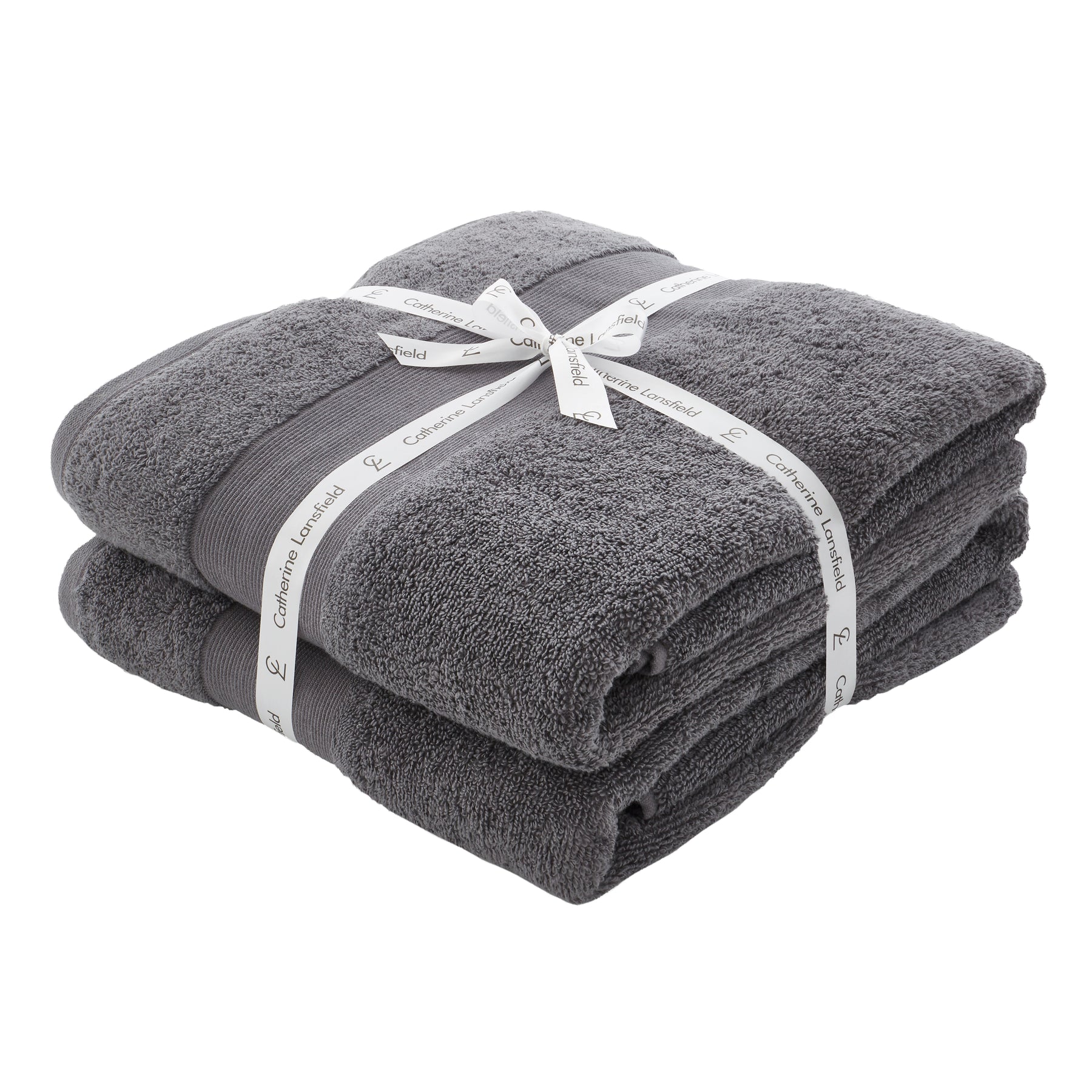 Catherine Lansfield Anti Bacterial Two Bath Sheet Towels Charcoal