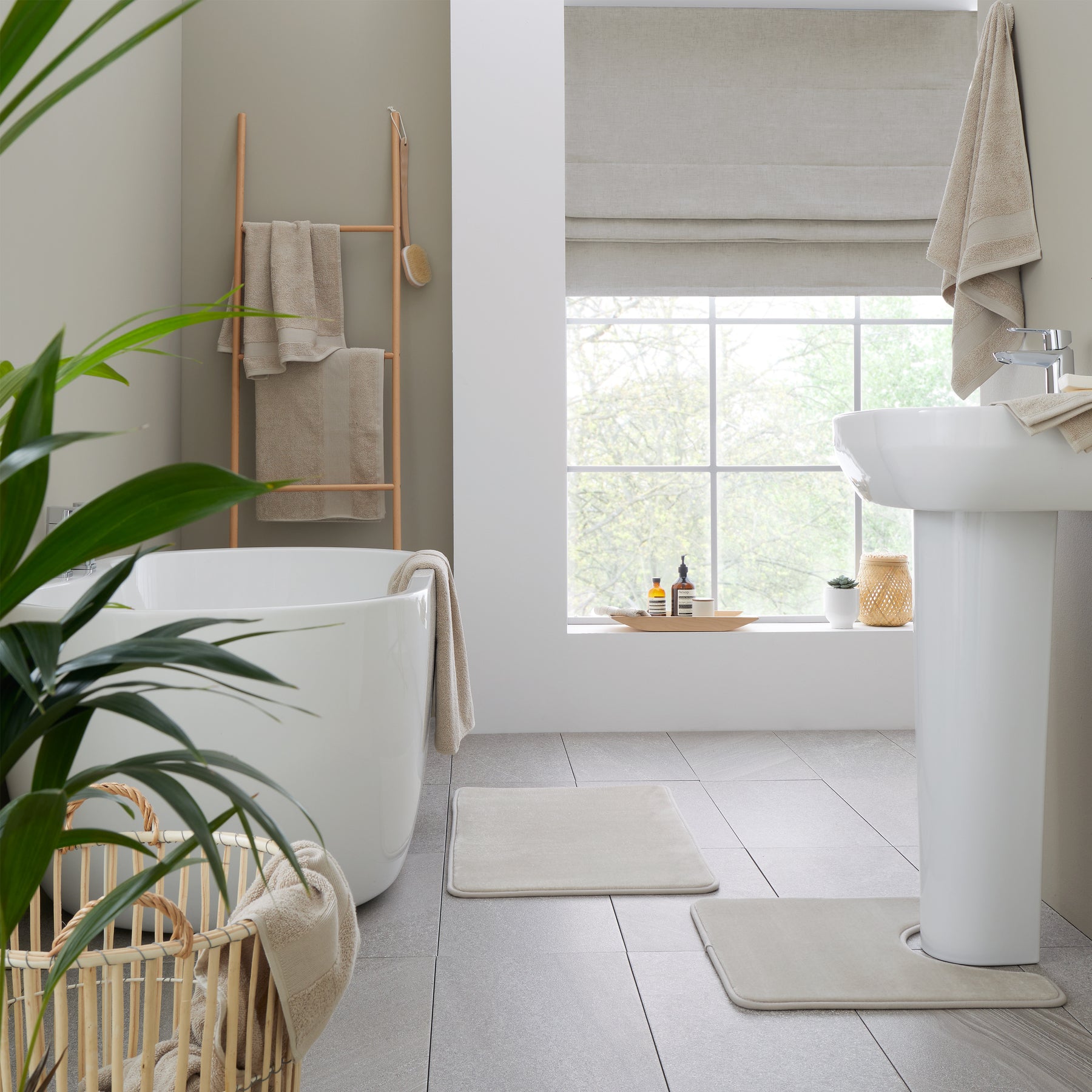 Catherine Lansfield Anti Bacterial Two Bath Sheet Towels Natural