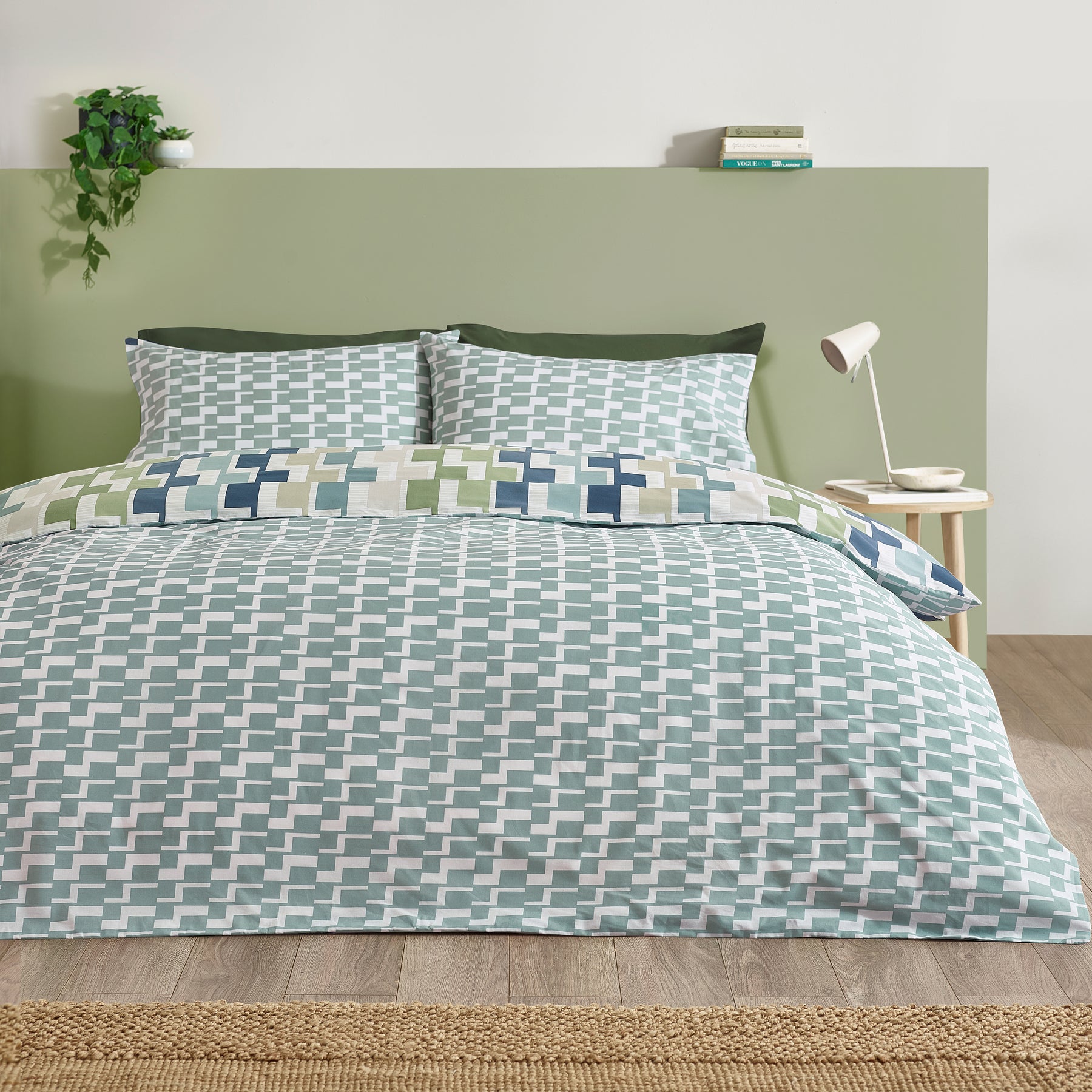 Catherine Lansfield Bryson Duvet Cover Bedding Set Blue