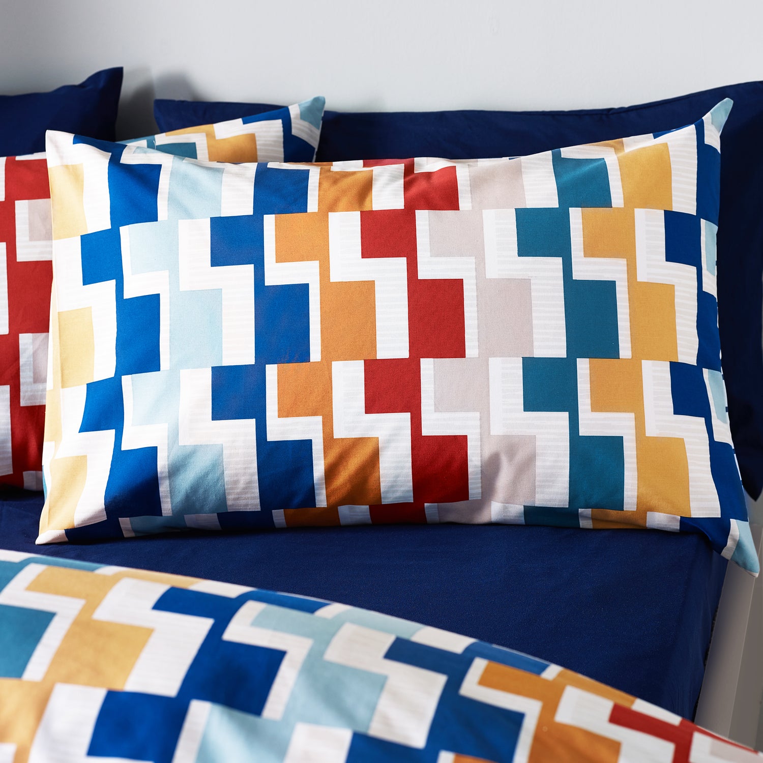 Catherine Lansfield Bryson Geometric Reversible Duvet Cover Bedding Set Bright
