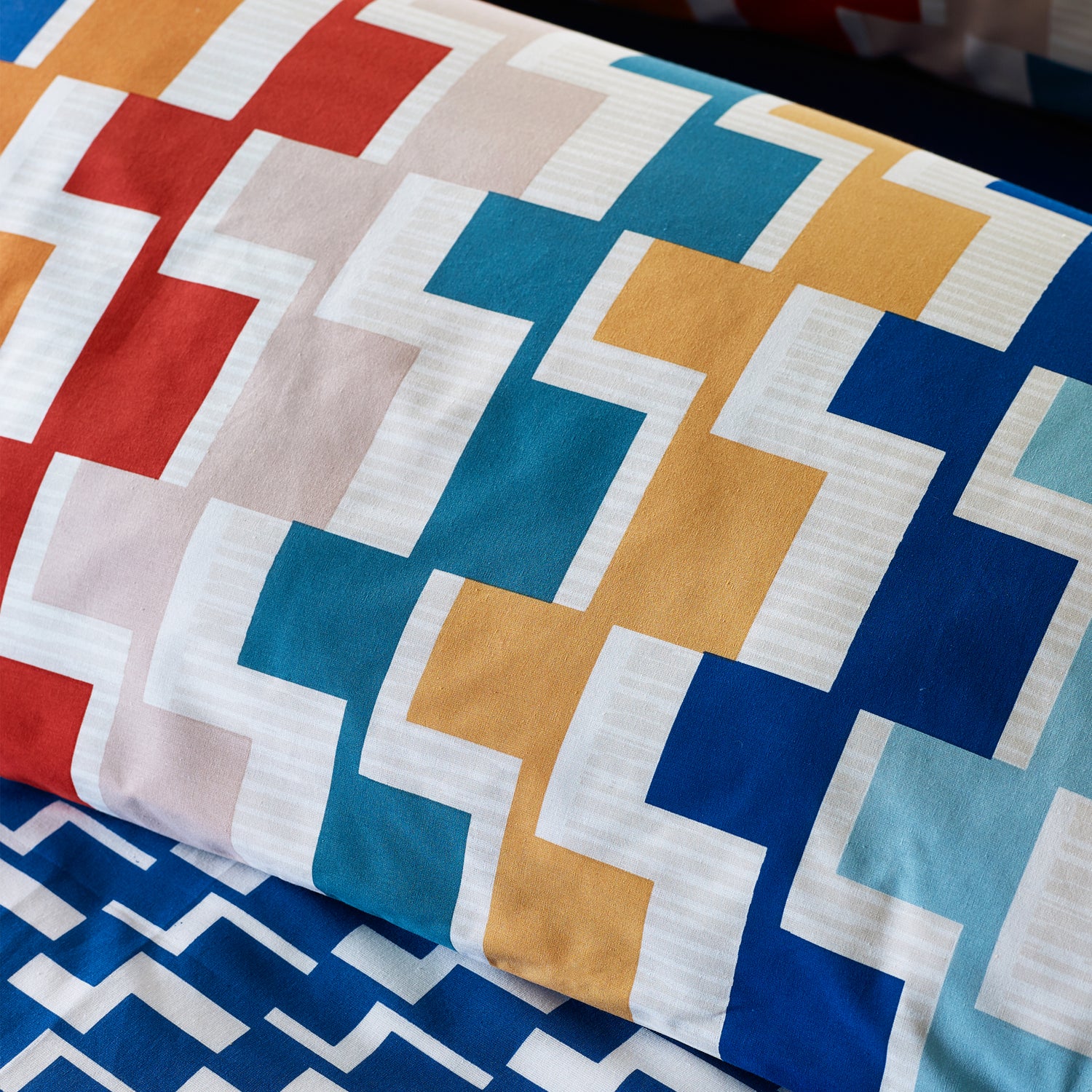 Catherine Lansfield Bryson Geometric Reversible Duvet Cover Bedding Set Bright