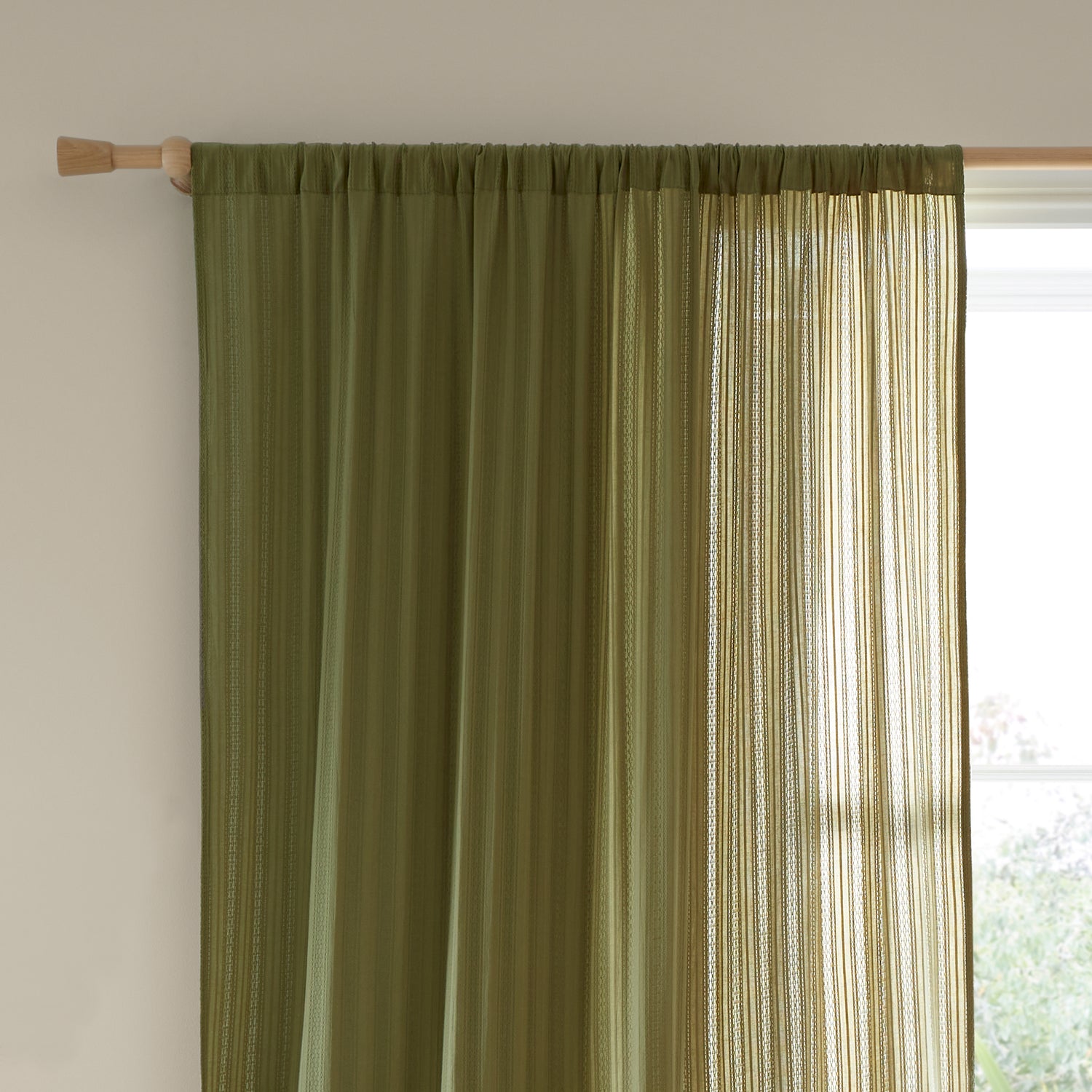 Pineapple Elephant Zofia Broderie Cotton Anglaise Slot Top Ready Made Single Voile Panel Olive Green