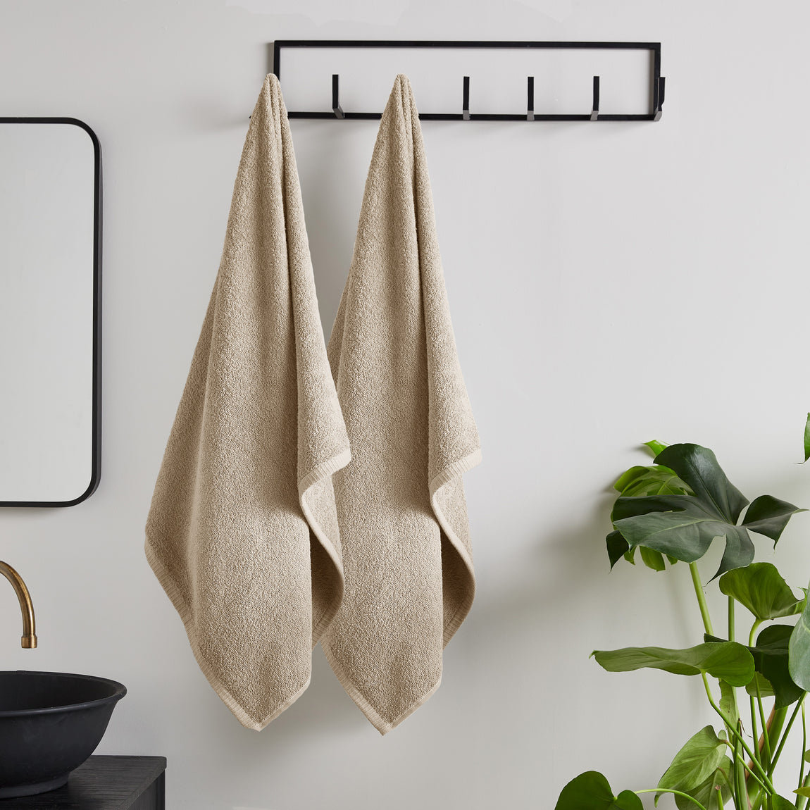 Catherine Lansfield Quick Dry Two Bath Sheet Towels Natural