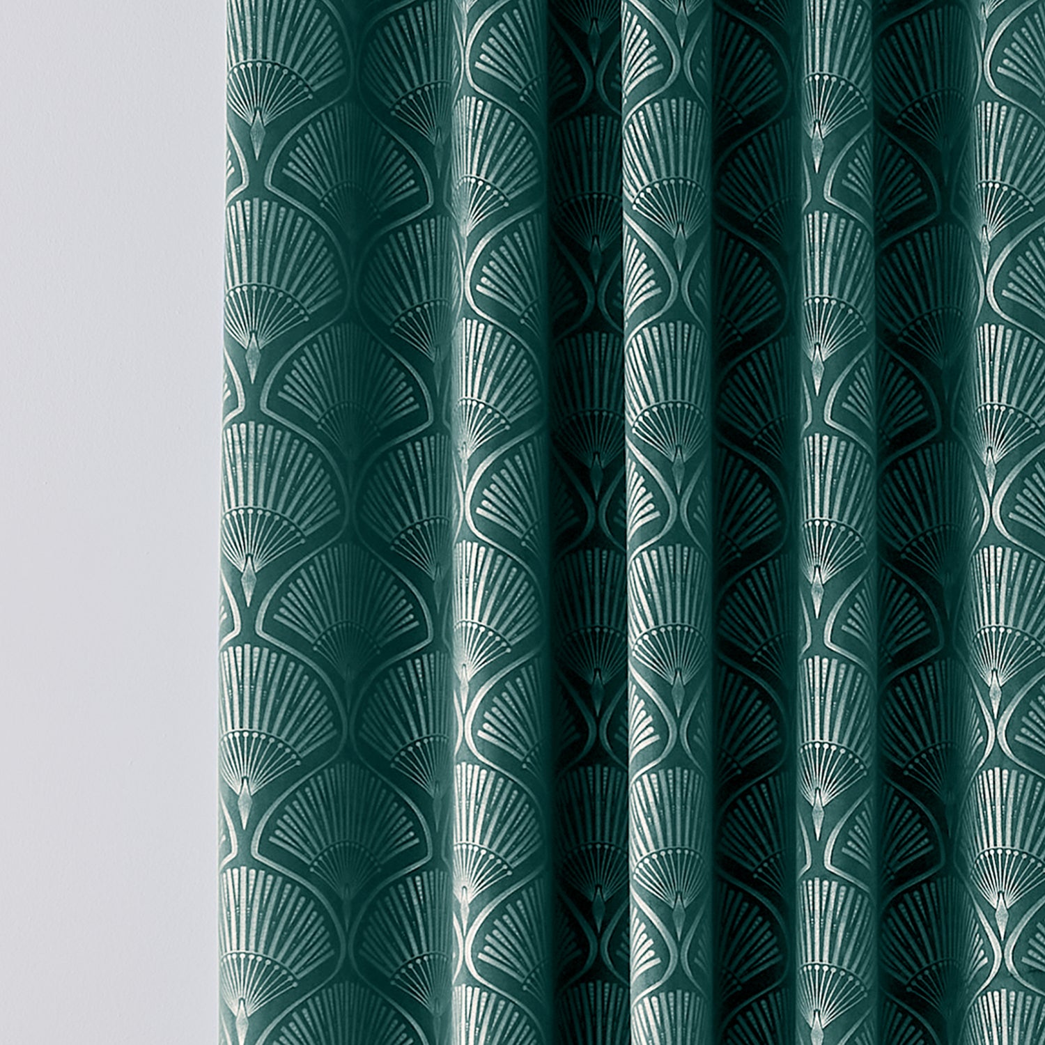 Catherine Lansfield Art Deco Pearl Ready Made Eyelet Curtains Teal