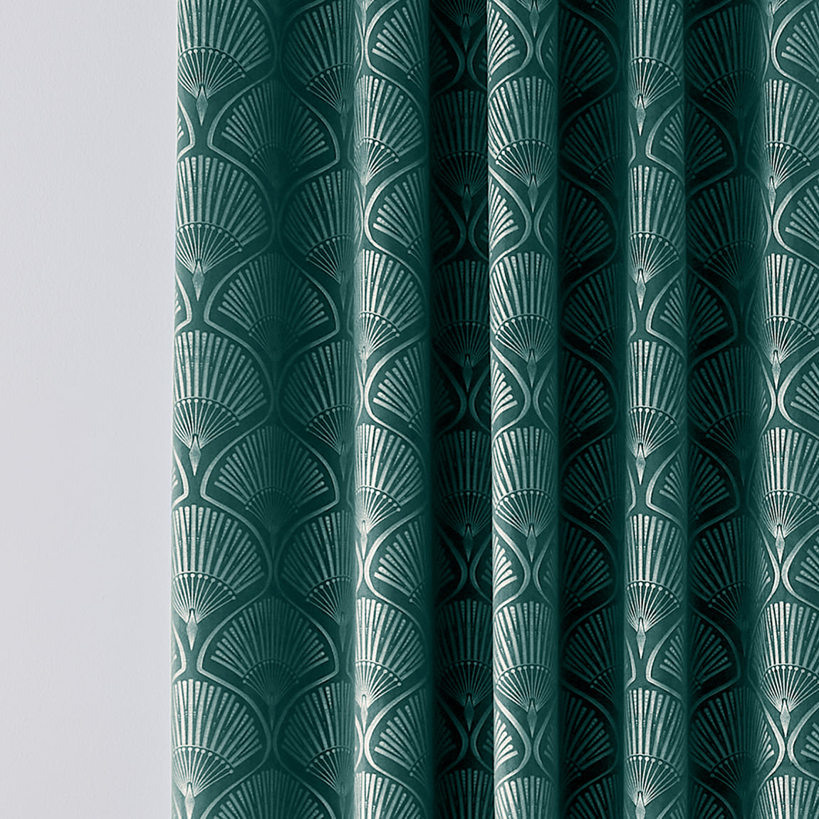 Catherine Lansfield Art Deco Pearl Ready Made Eyelet Curtains Teal