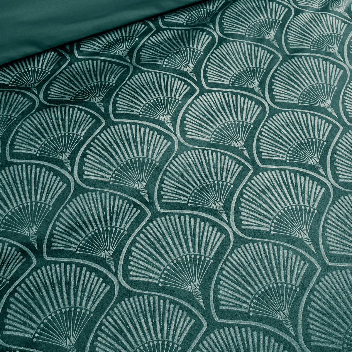 Catherine Lansfield Art Deco Pearl Duvet Cover Bedding Set Teal